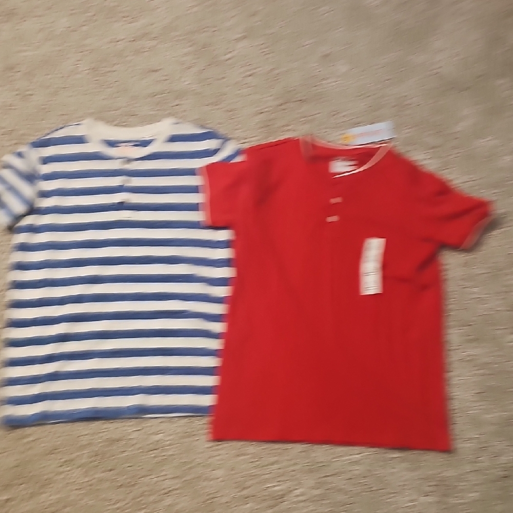 Kids Striped Blue and Solid Red T-Shirts